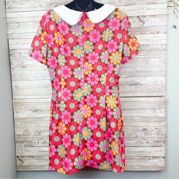 DOLLS KILL Sugar Thrillz Retro Floral Peter Pan Collar Mini Dress XXL - Picture 7 of 12
